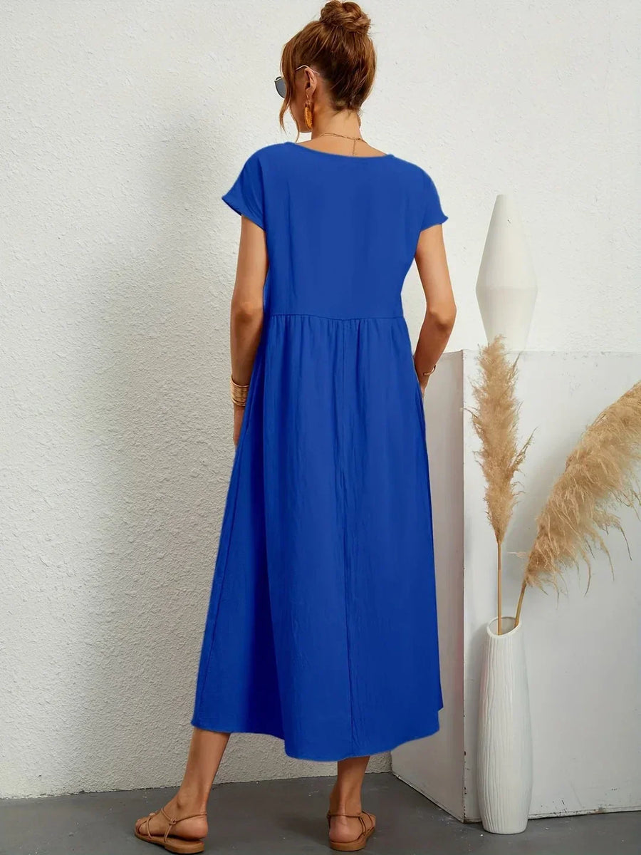 Inês — Vestido midi fluido de elegância intemporal
