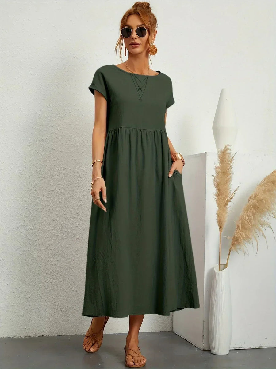 Inês — Vestido midi fluido de elegância intemporal