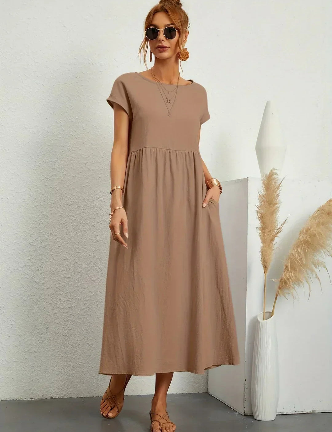 Inês — Vestido midi fluido de elegância intemporal