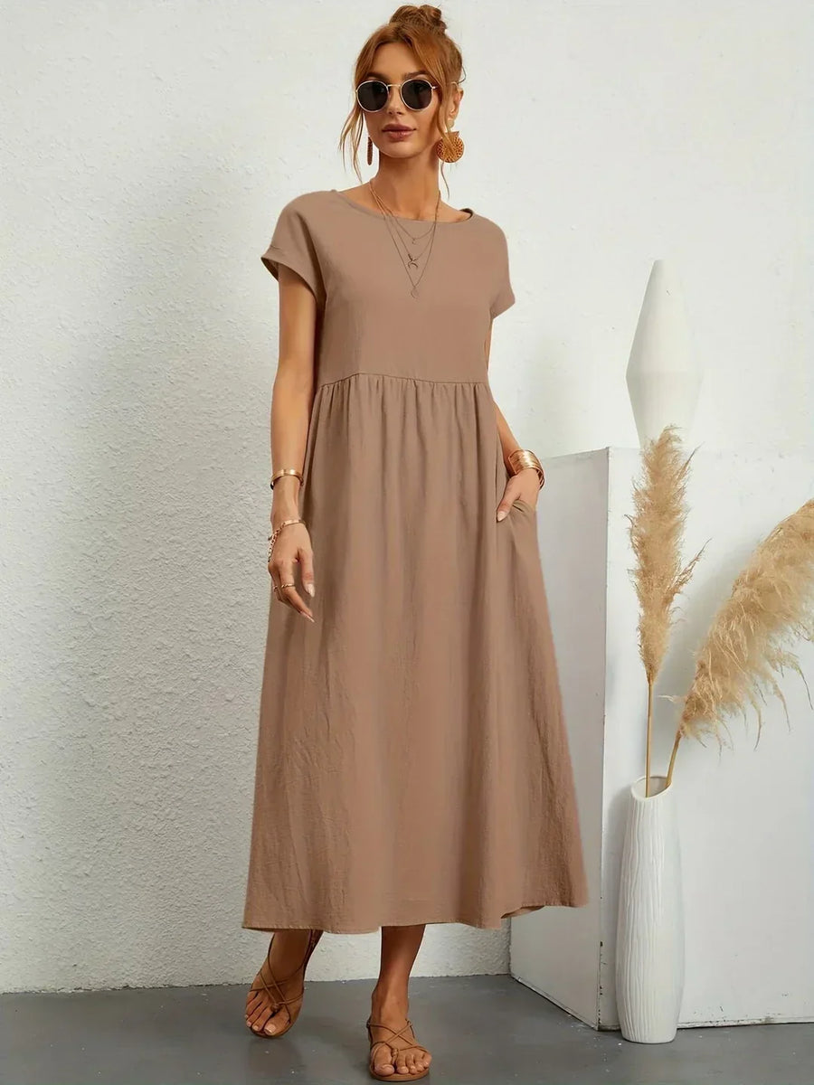 Inês — Vestido midi fluido de elegância intemporal