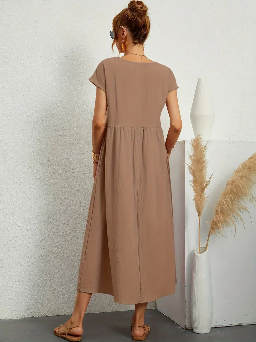 Inês — Vestido midi fluido de elegância intemporal