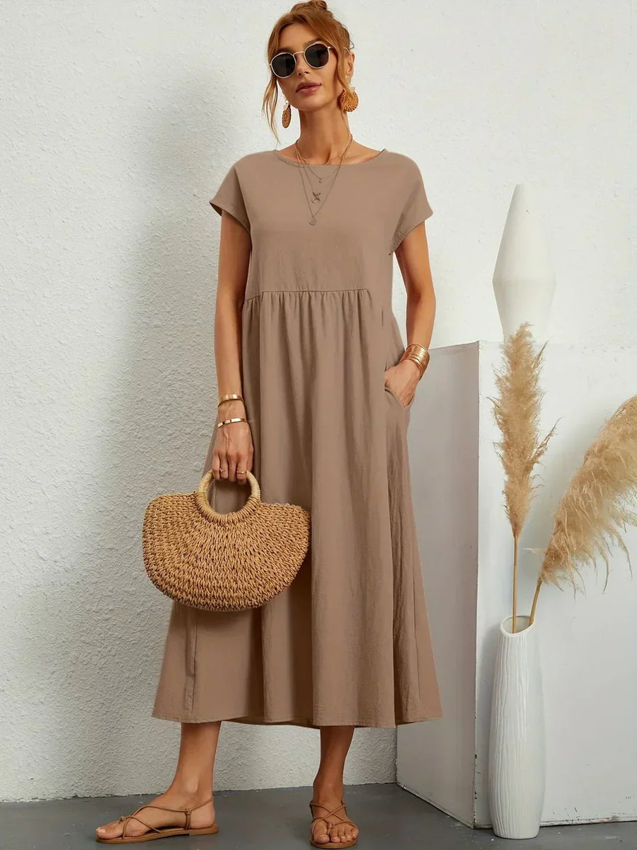 Inês — Vestido midi fluido de elegância intemporal