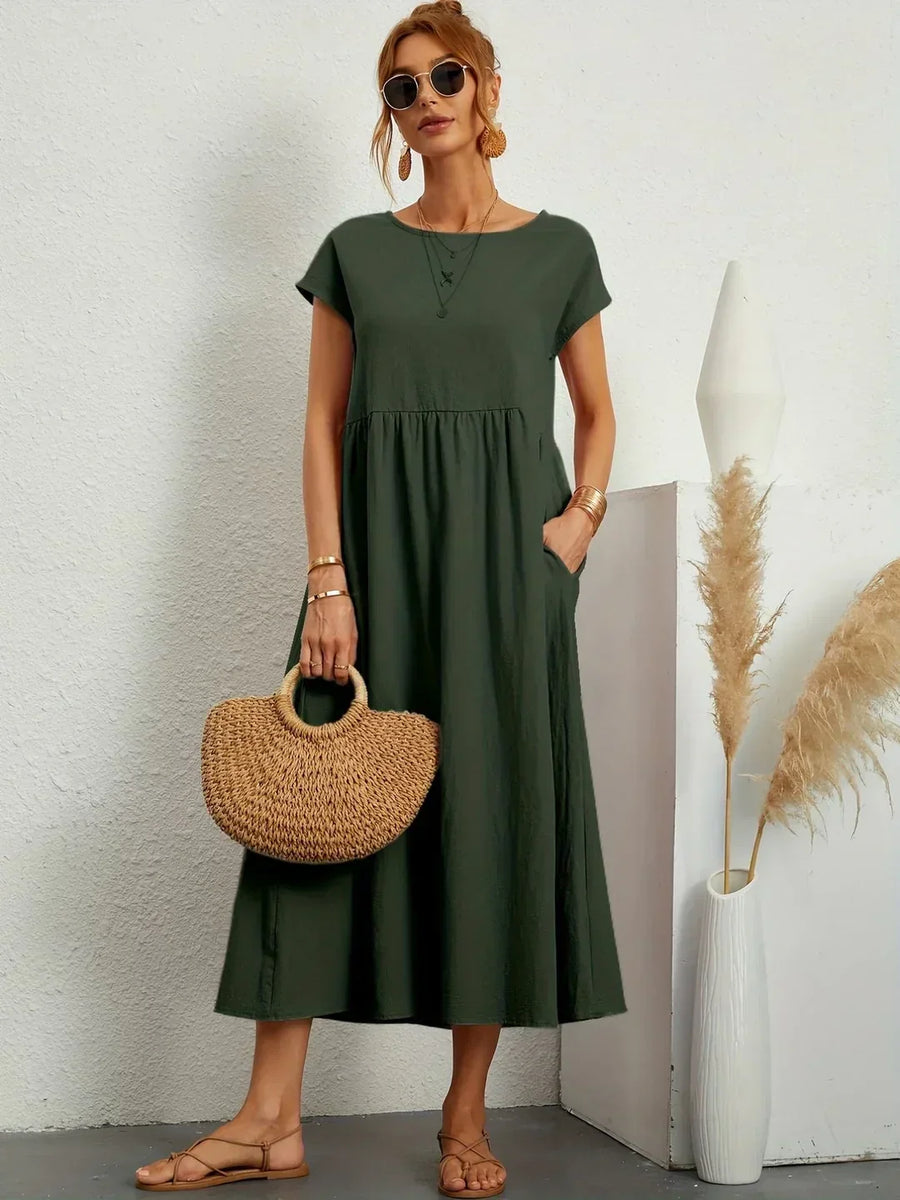 Inês — Vestido midi fluido de elegância intemporal