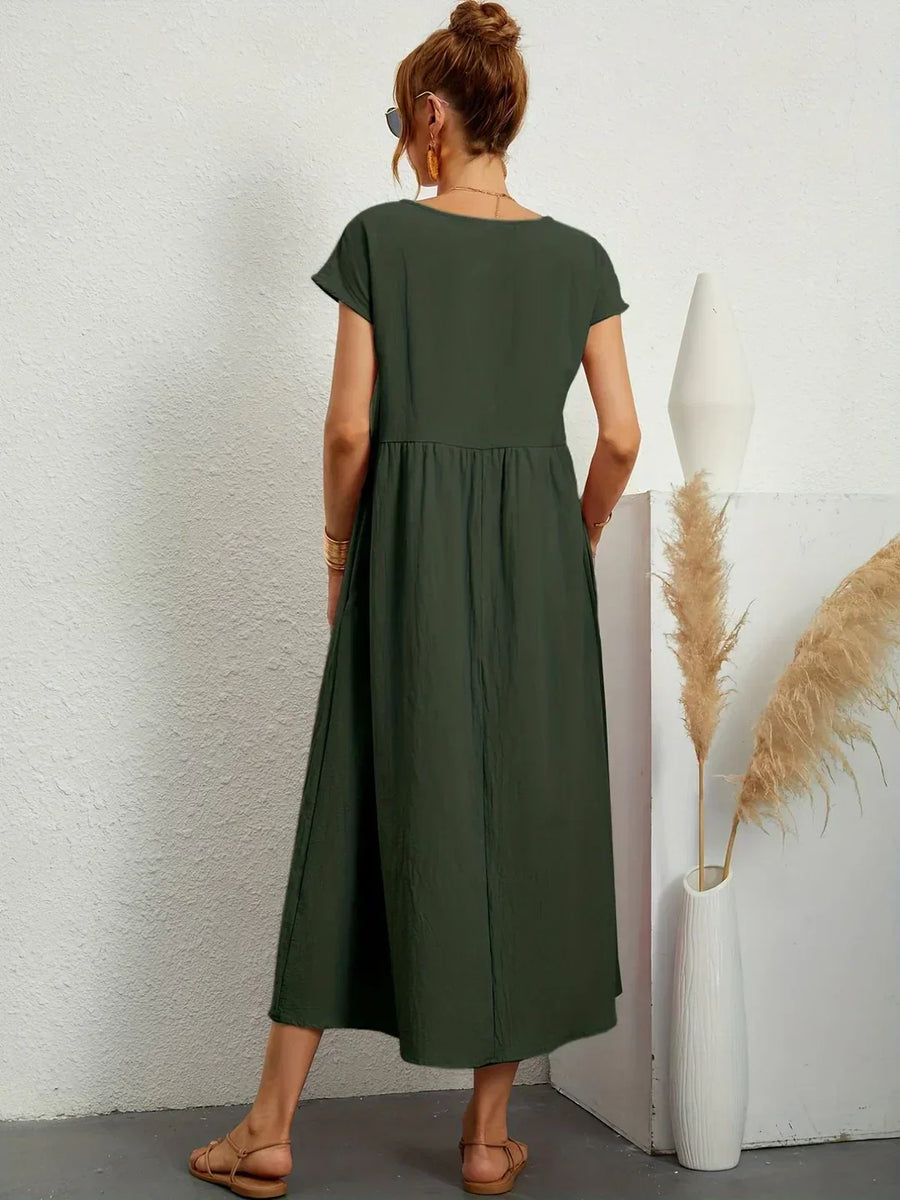Inês — Vestido midi fluido de elegância intemporal