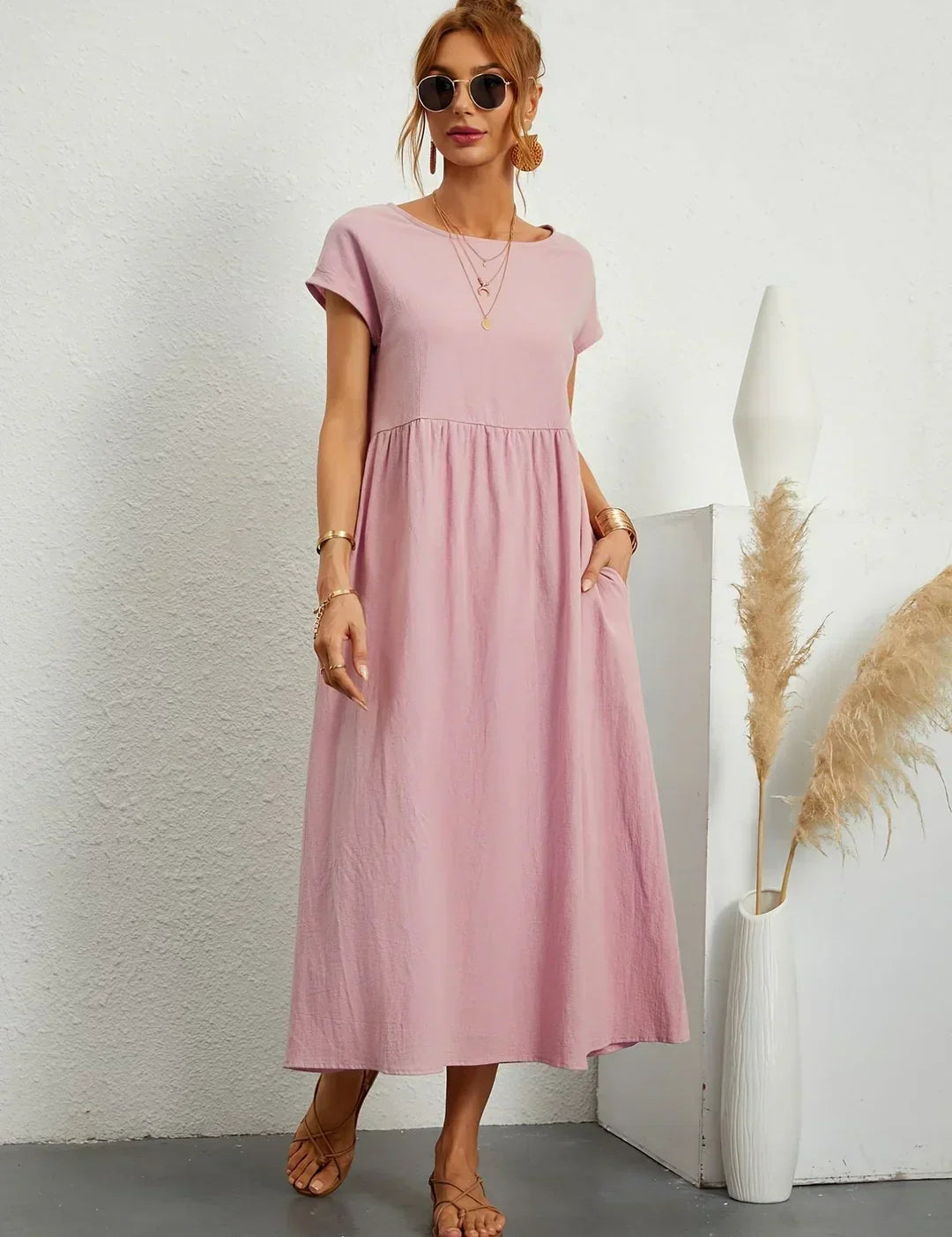 Inês — Vestido midi fluido de elegância intemporal
