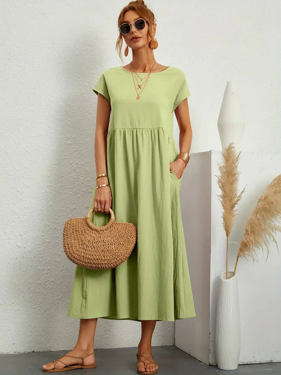 Inês — Vestido midi fluido de elegância intemporal