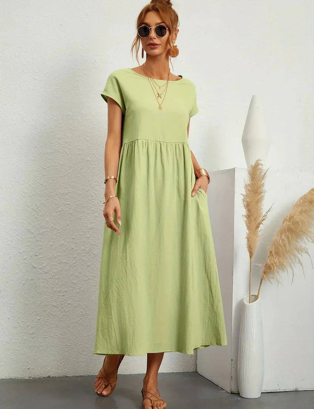 Inês — Vestido midi fluido de elegância intemporal