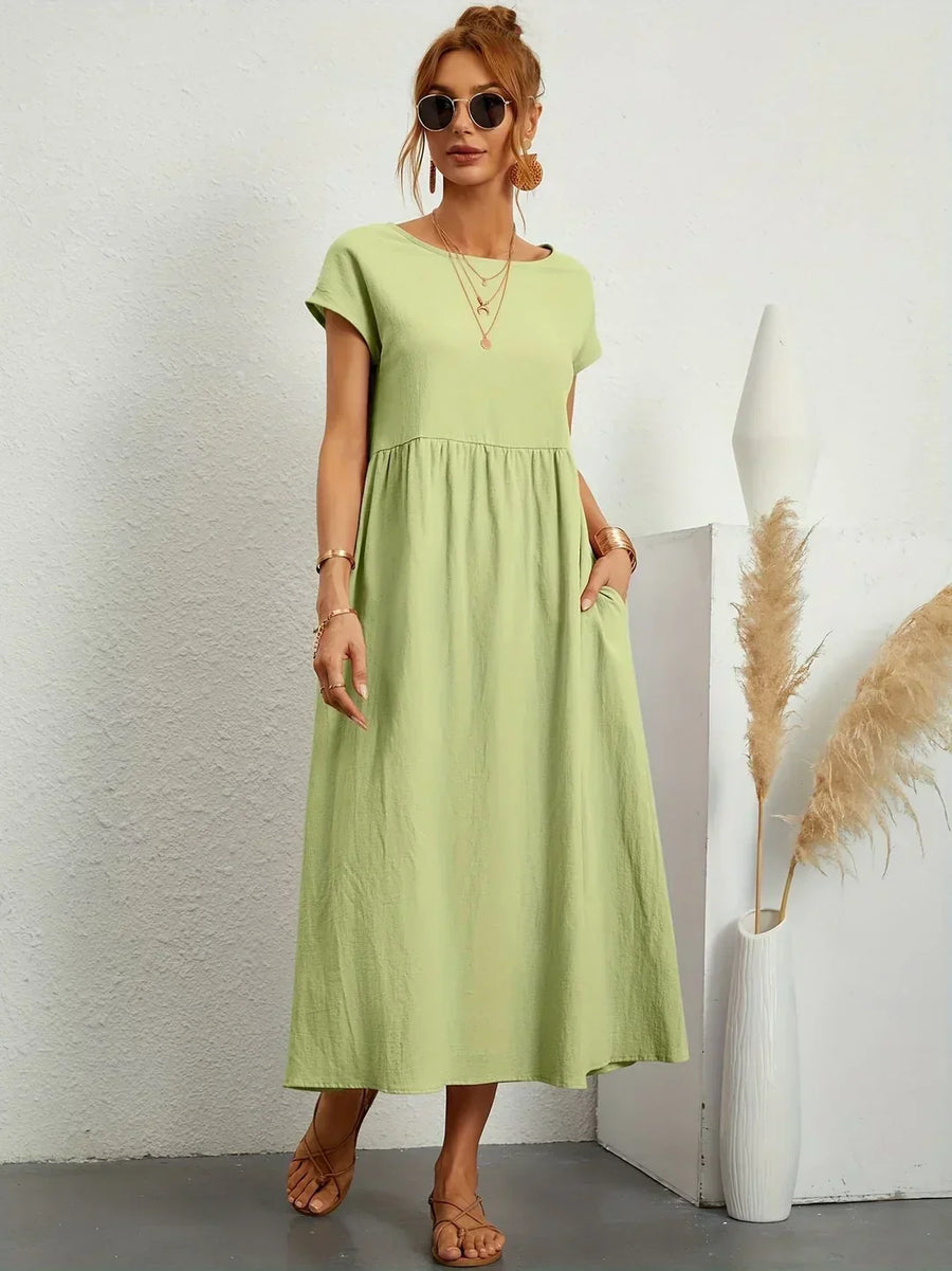 Inês — Vestido midi fluido de elegância intemporal