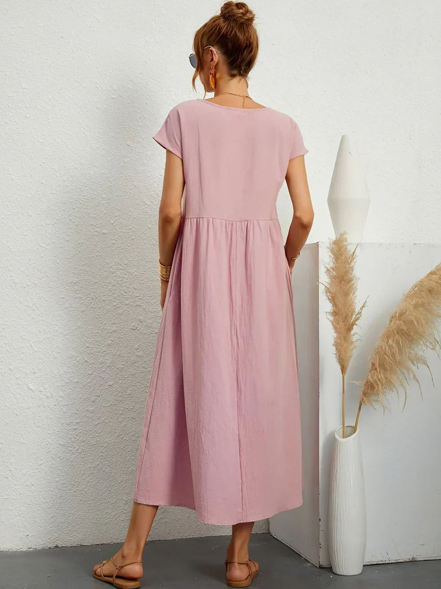 Inês — Vestido midi fluido de elegância intemporal