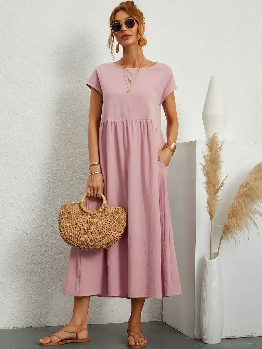 Inês — Vestido midi fluido de elegância intemporal