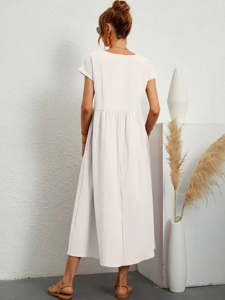 Inês — Vestido midi fluido de elegância intemporal