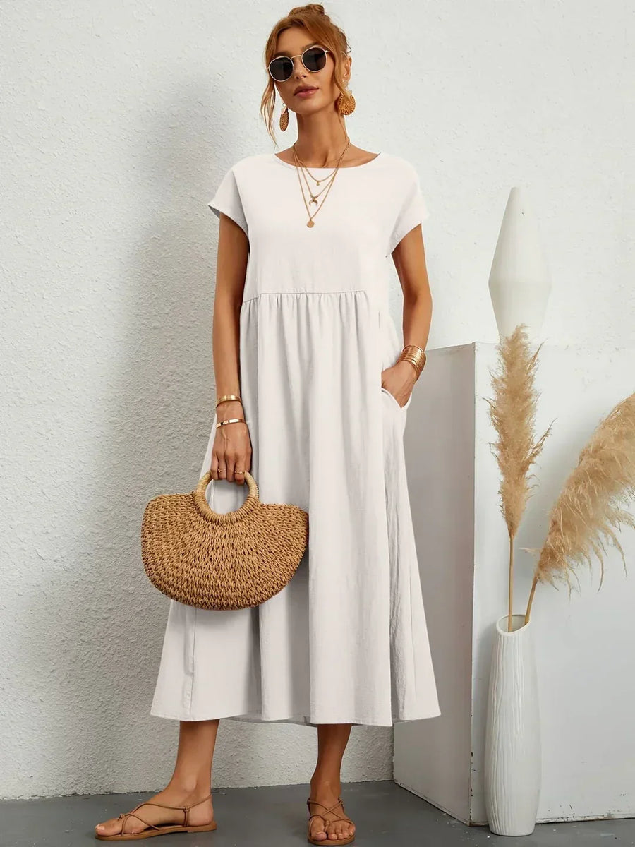 Inês — Vestido midi fluido de elegância intemporal