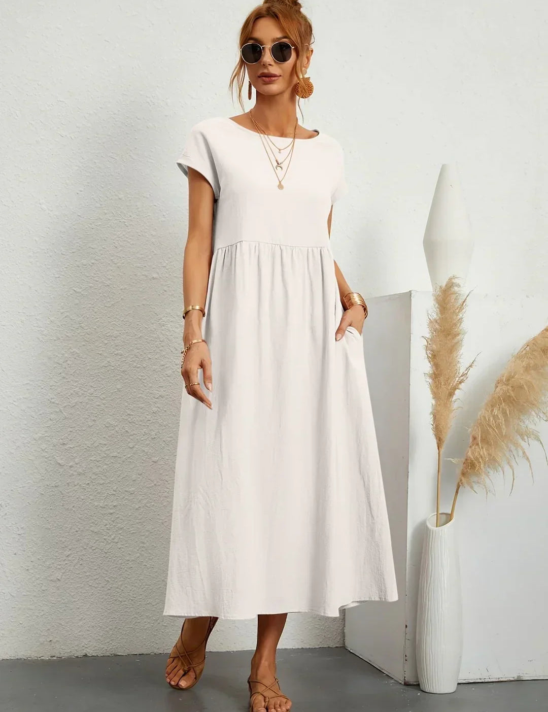 Inês — Vestido midi fluido de elegância intemporal