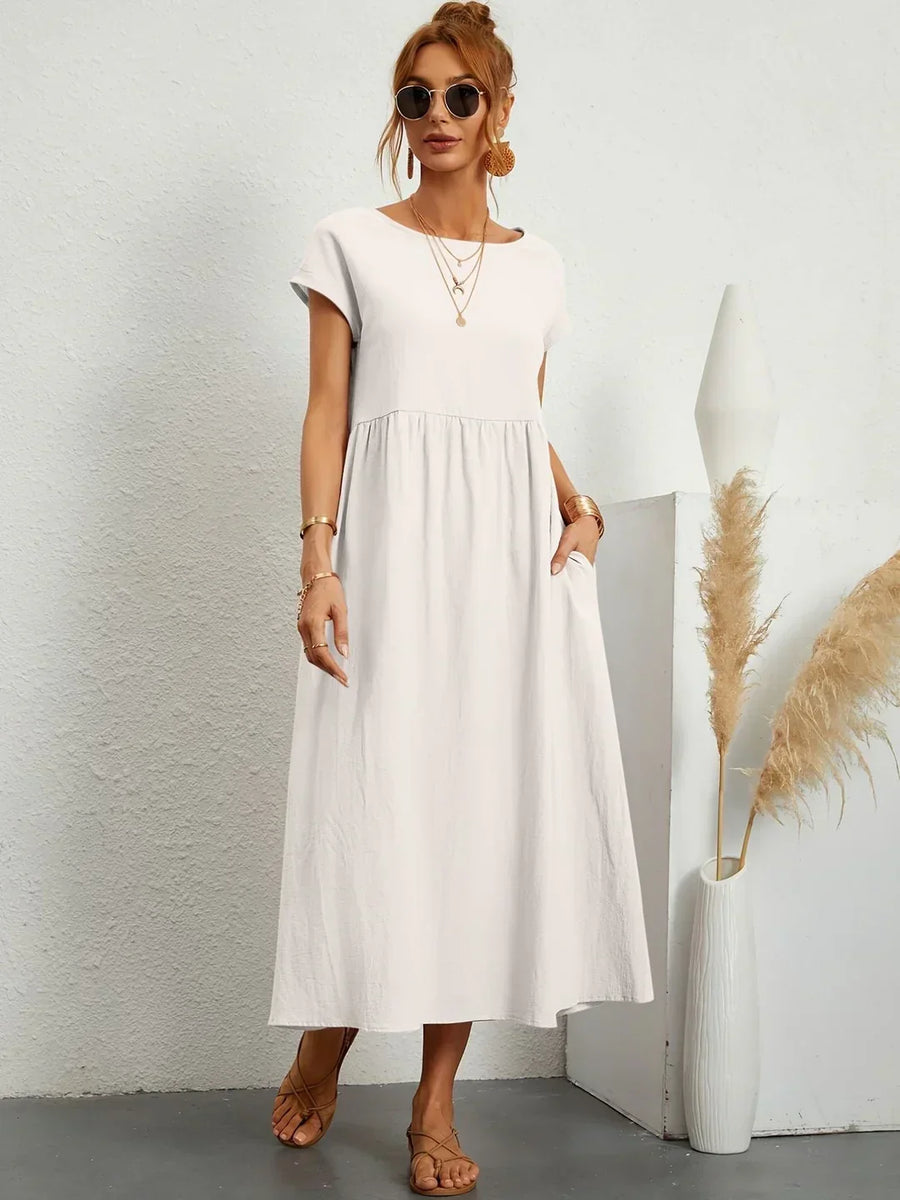 Inês — Vestido midi fluido de elegância intemporal