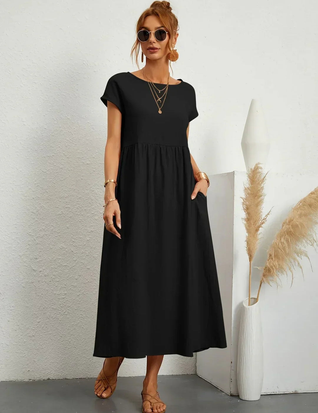 Inês — Vestido midi fluido de elegância intemporal