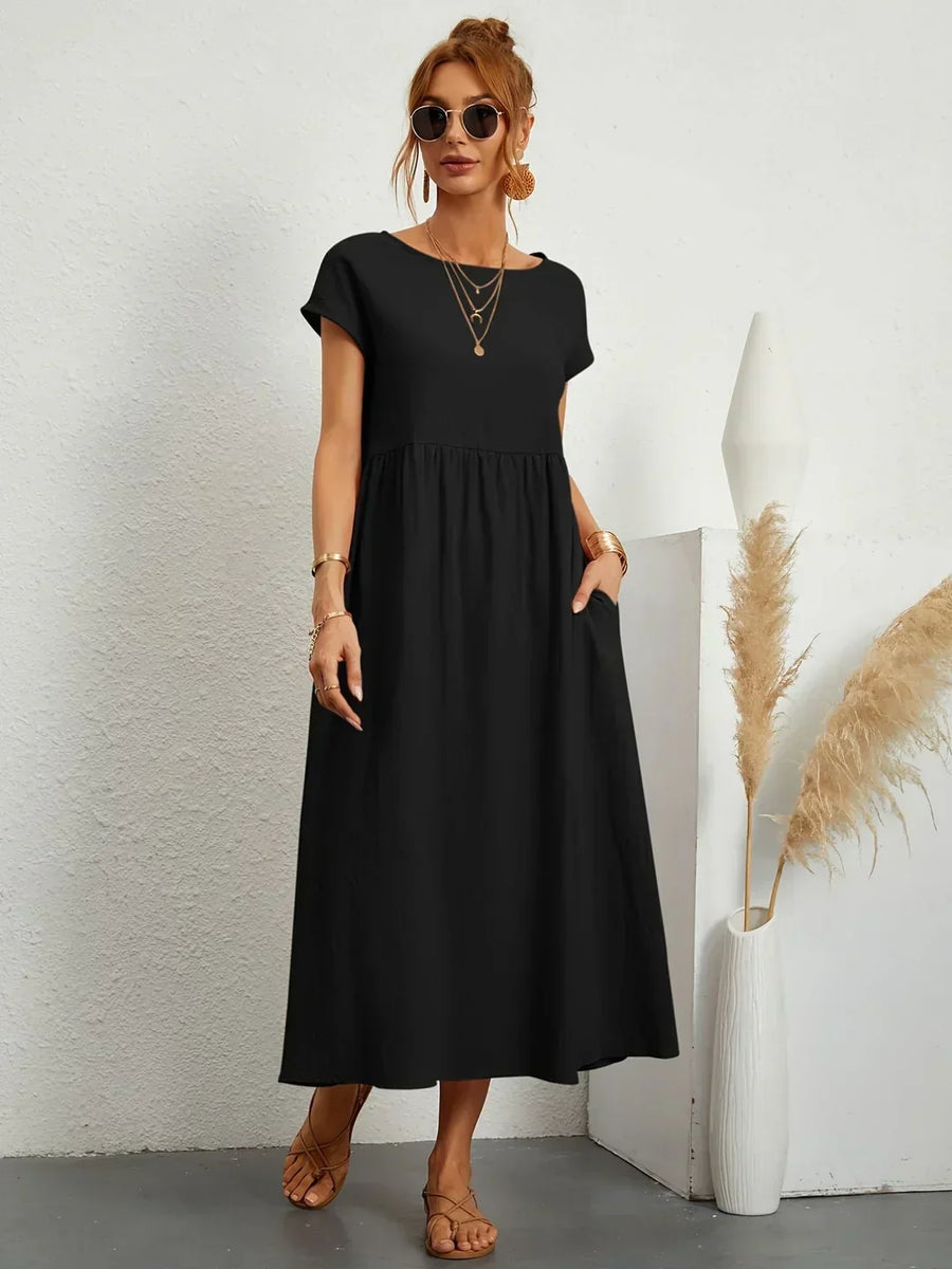 Inês — Vestido midi fluido de elegância intemporal