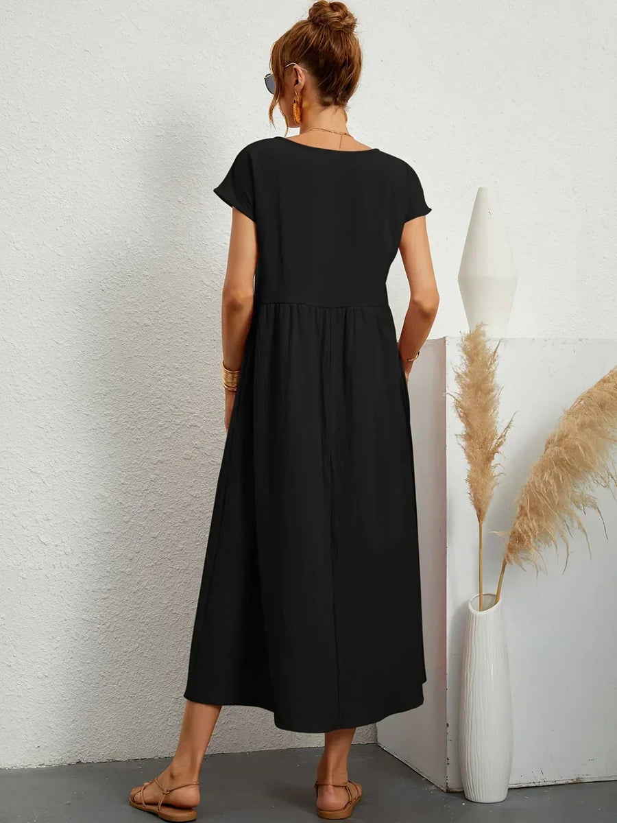 Inês — Vestido midi fluido de elegância intemporal