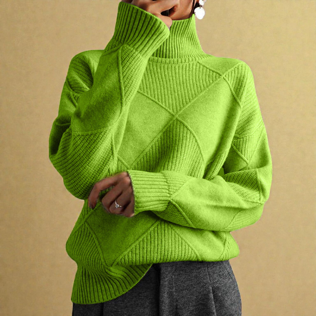 ANGELA™ | Pull Col Roulé Géométrique