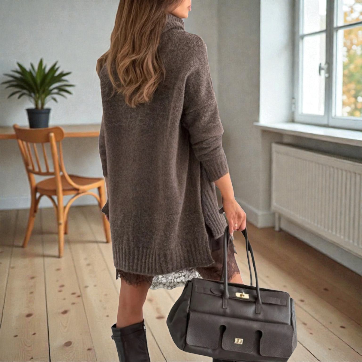 Lívia™ | Conjunto Vestido & Pullover em malha canelada (3 peças)