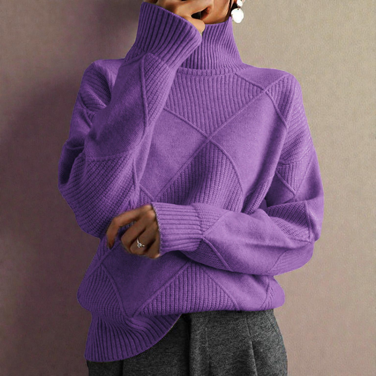 ANGELA™ | Pull Col Roulé Géométrique