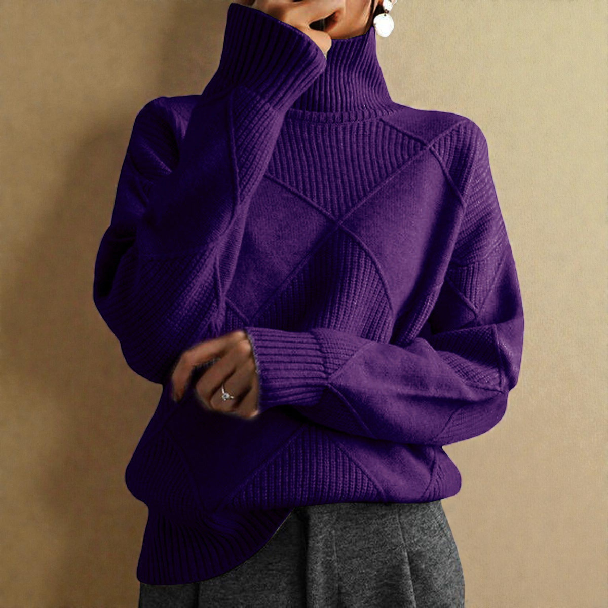 ANGELA™ | Pull Col Roulé Géométrique