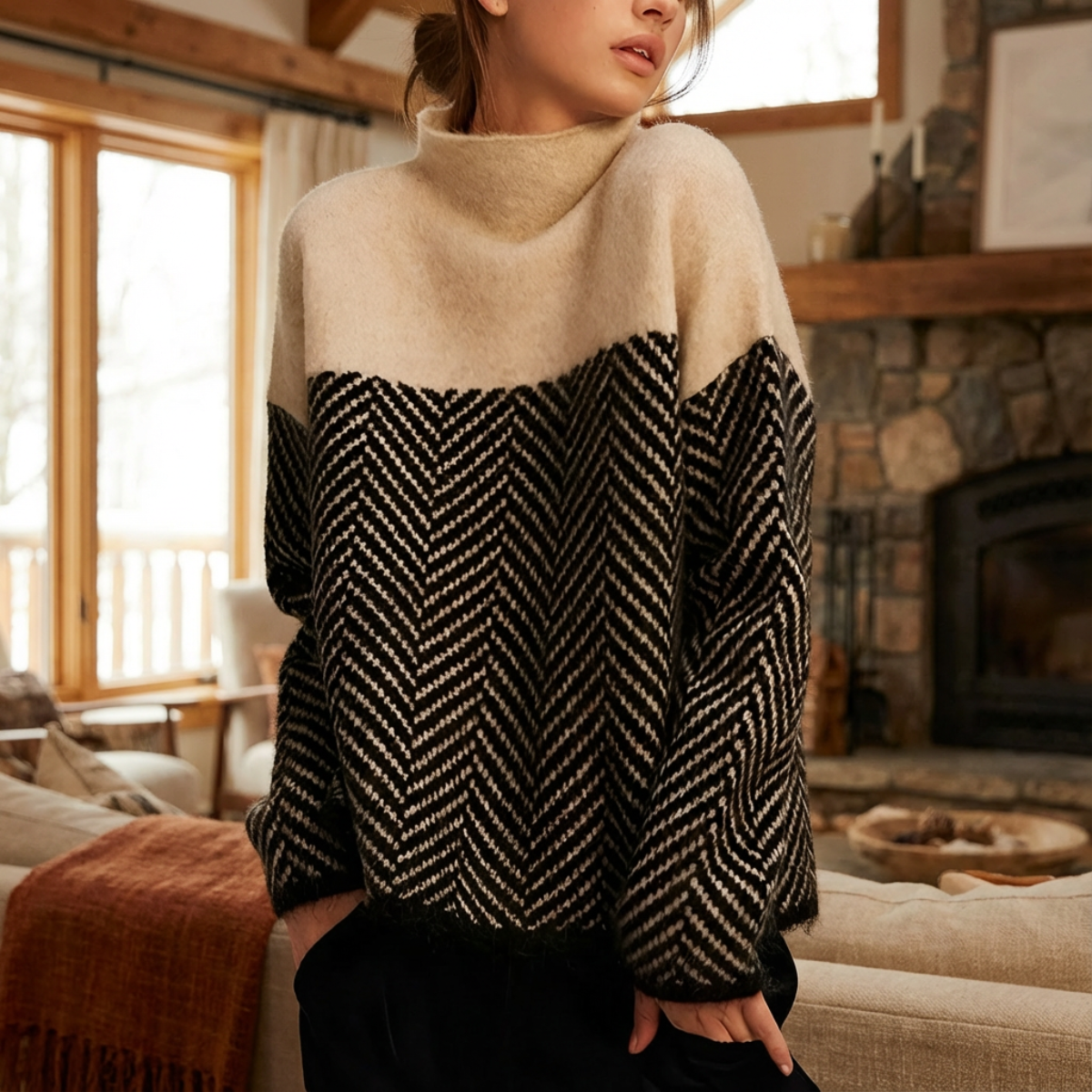 Lívia™ | Conjunto de Pullover de Gola Alta Elegante