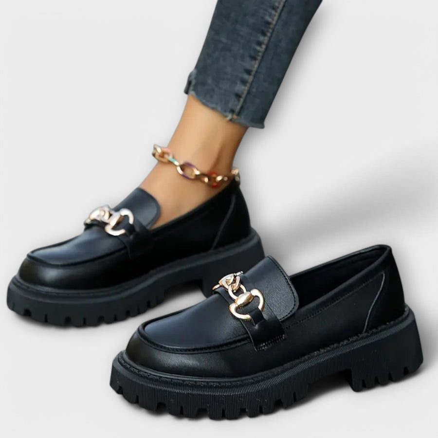 Sapatos Femininos Plateau Loafer com Estilo de Bruxa
