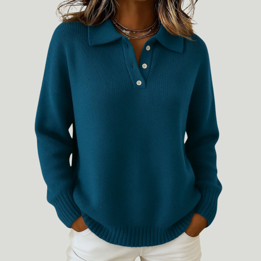 Isadora | Conjunto de malha canelada (3 peças) com pulôver suave e gola elegante.