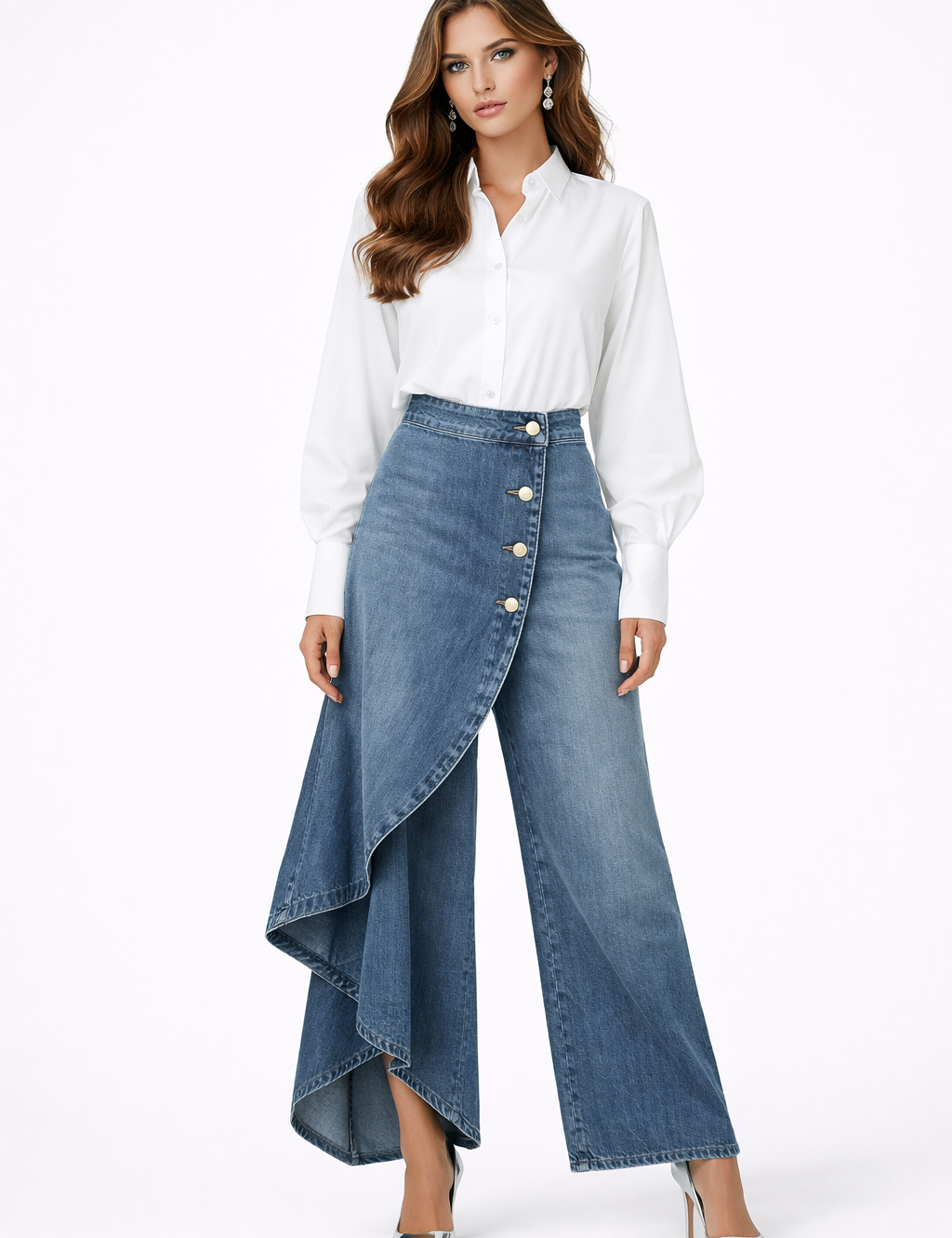Saia-Calça Leonor Denim Assimétrica