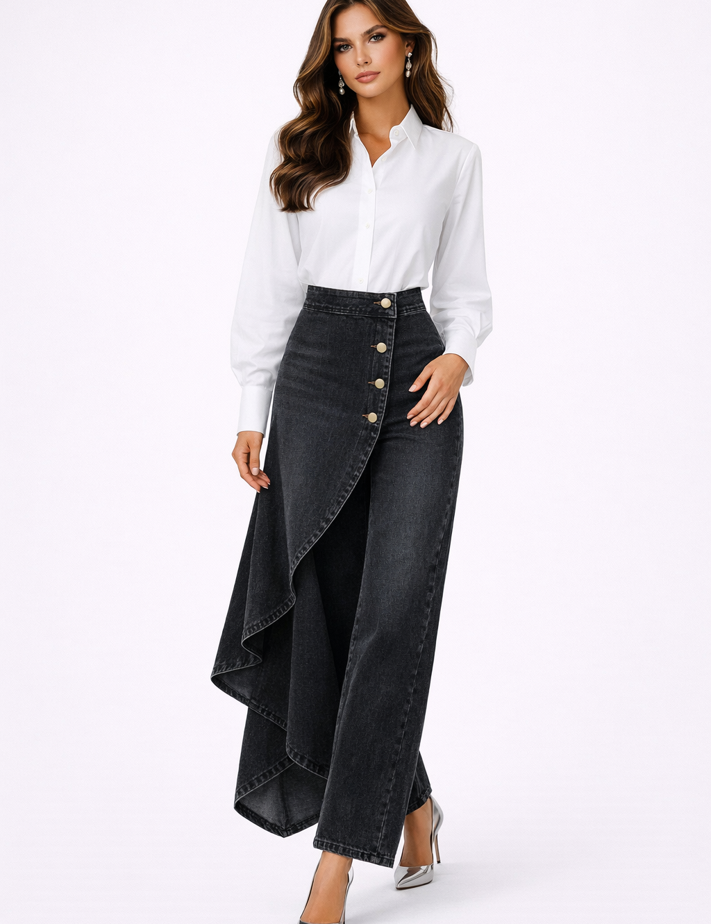 Saia-Calça Leonor Denim Assimétrica