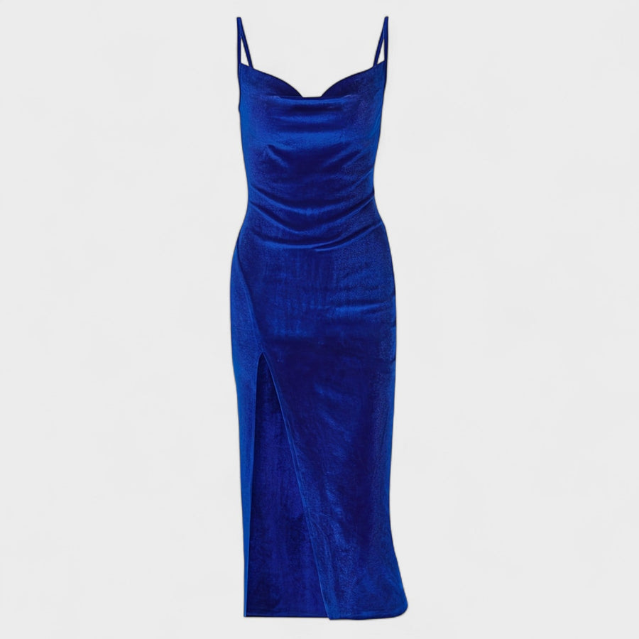 Gabriela - Vestido de veludo com fenda