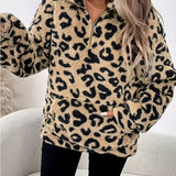 Sweat Plush Animal Print com Fecho