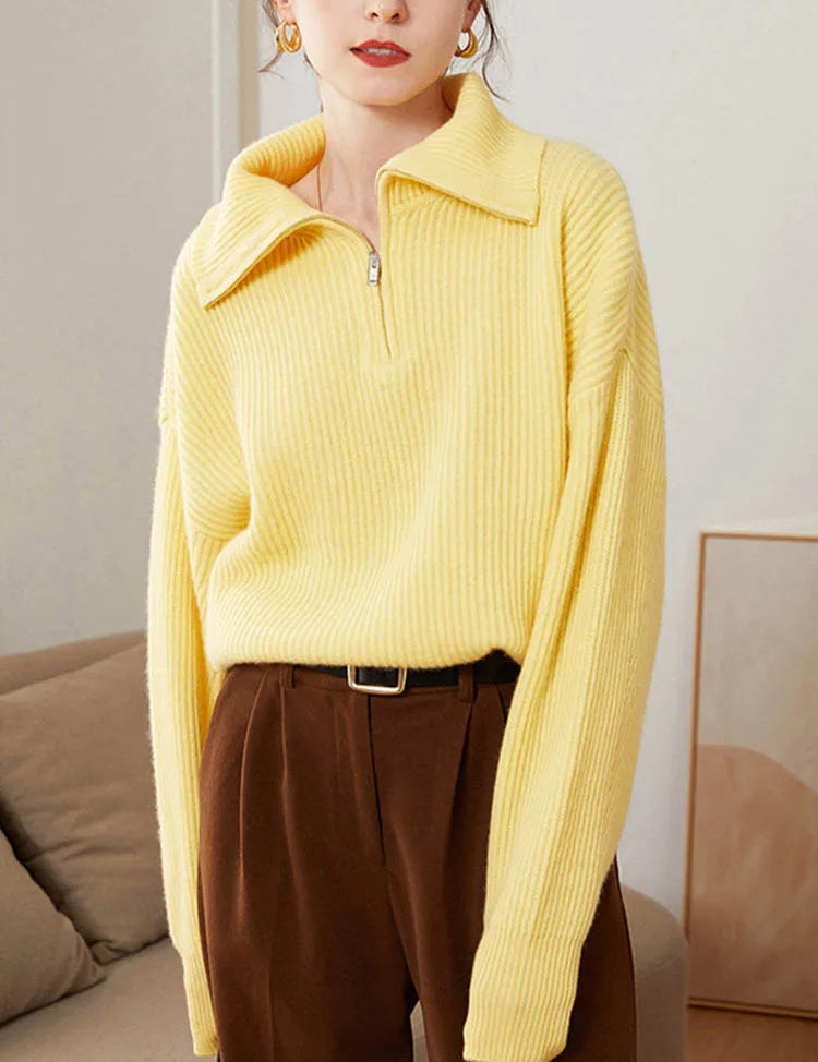 ELODIE™ - Sweater Confortável com Meio Zíper