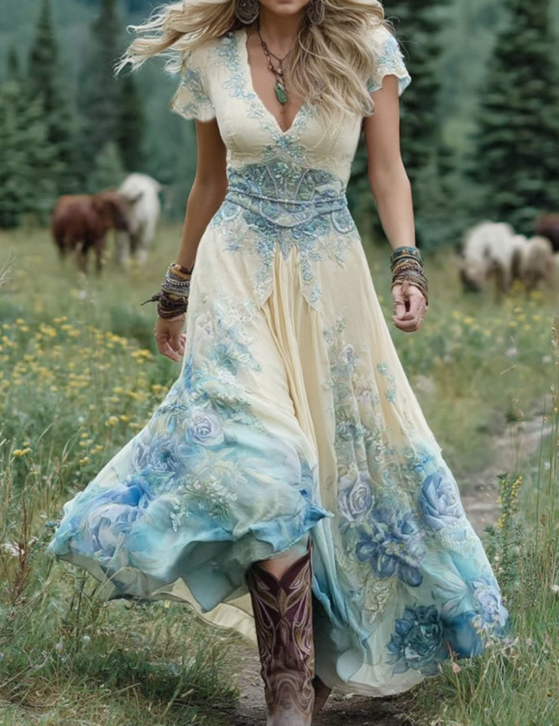 Serena - Vestido Maxi Curto Floral