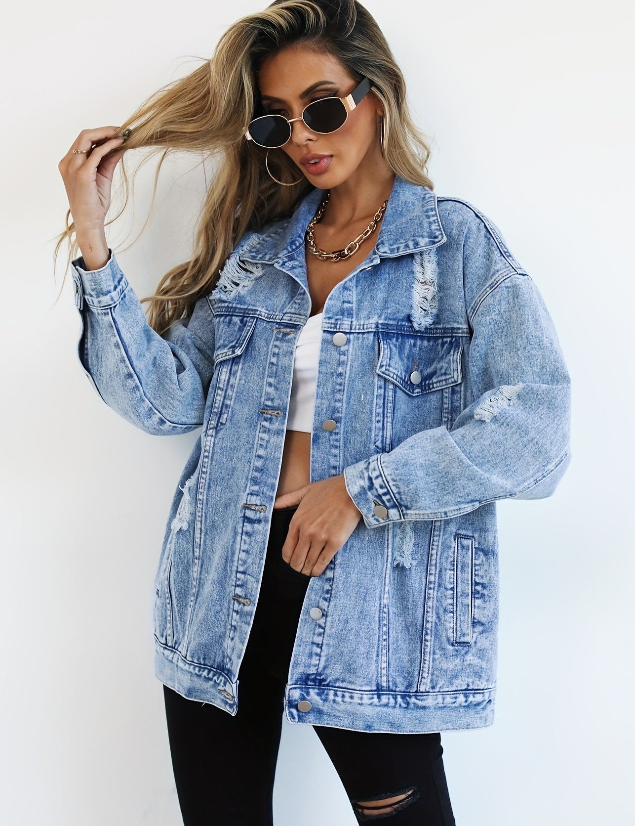 Casaco Denim Oversized Contemporâneo