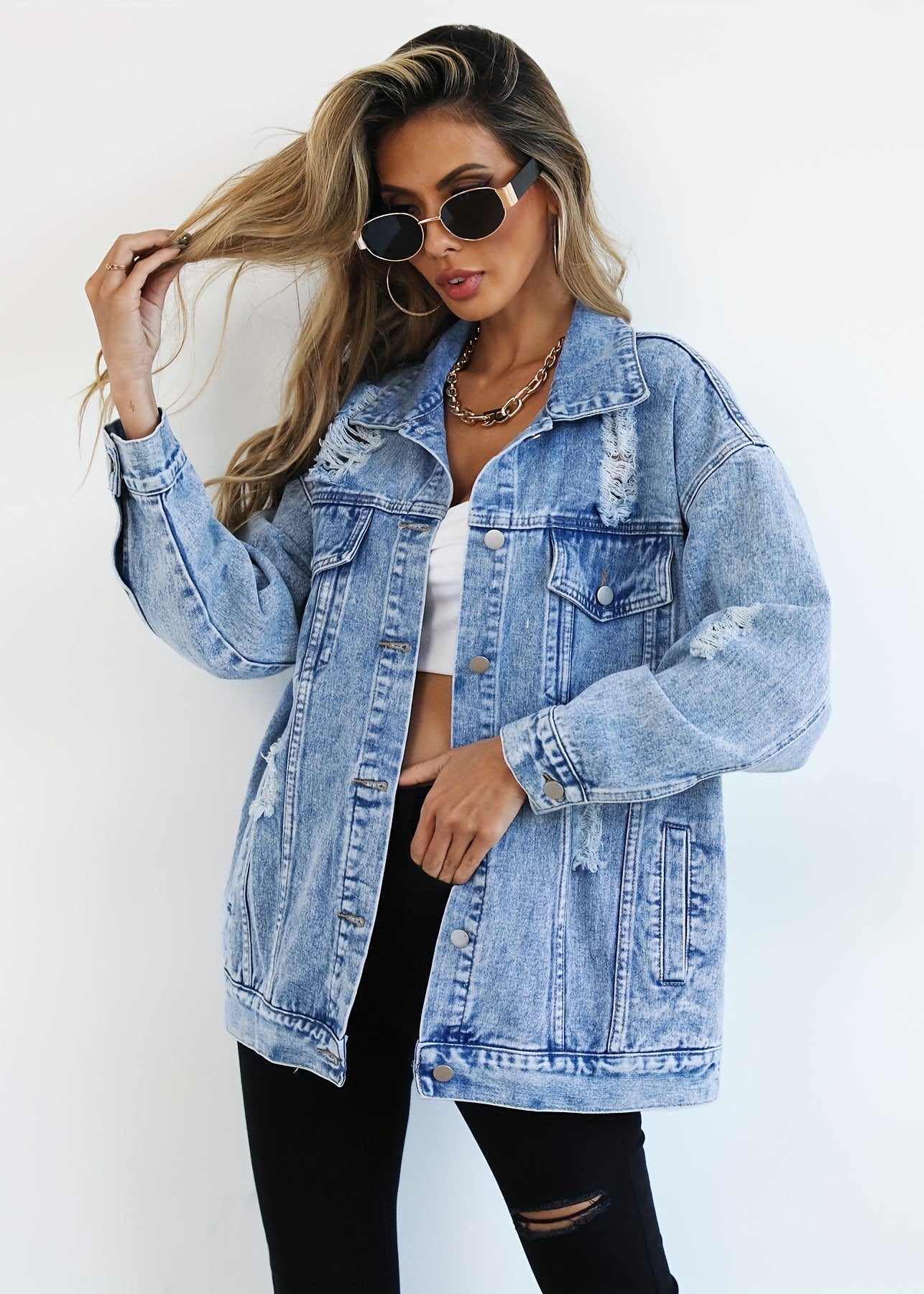 Casaco Denim Oversized Contemporâneo