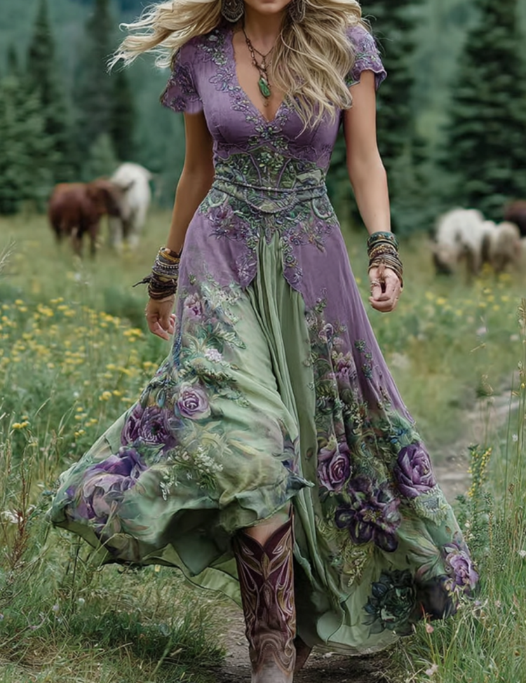 Serena - Vestido Maxi Curto Floral