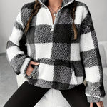 Sweat Xadrez Plush com Gola Alta