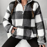 Sweat Xadrez Plush com Gola Alta