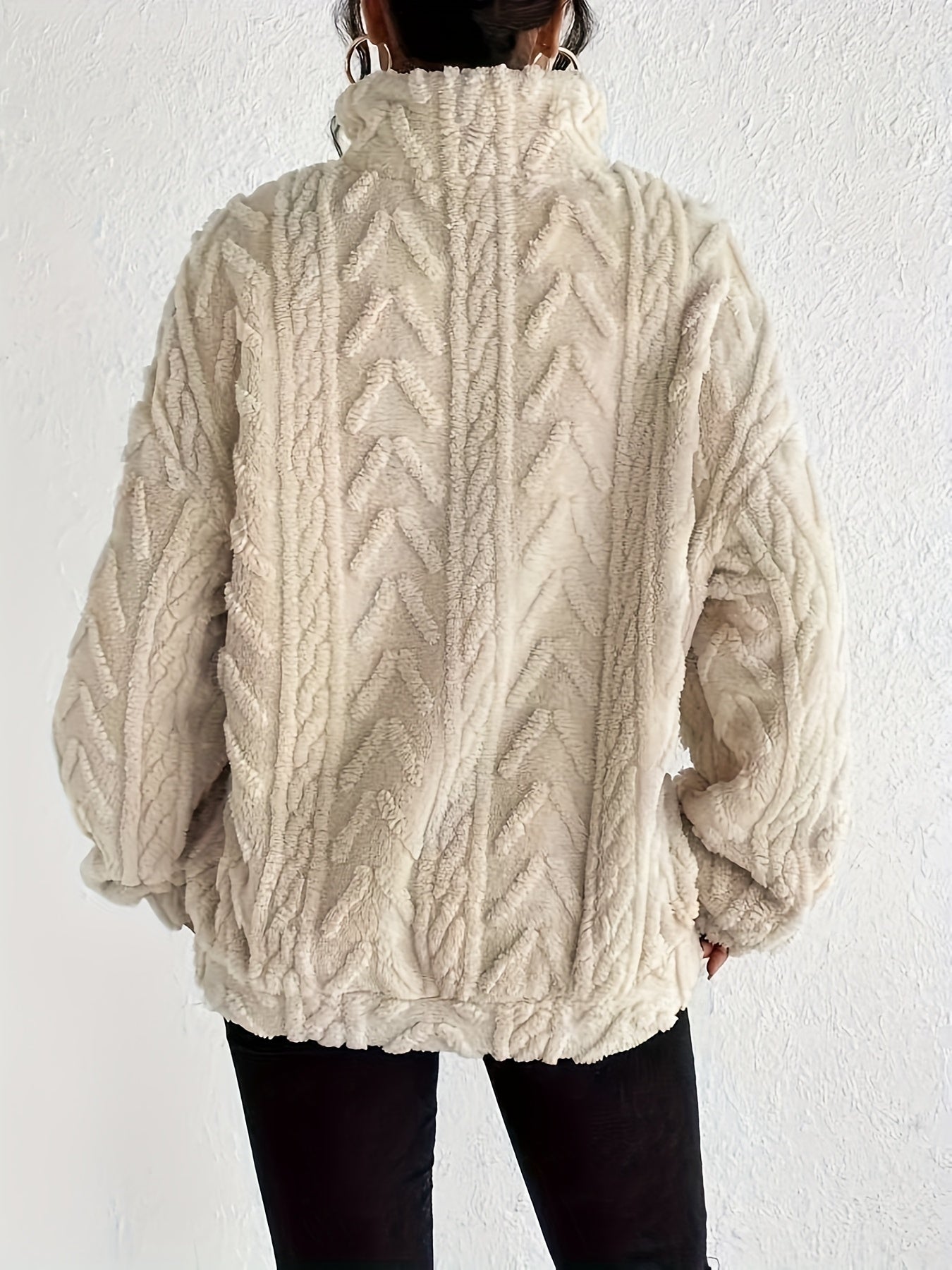 Sweat Textura Plush com Fecho Frontal