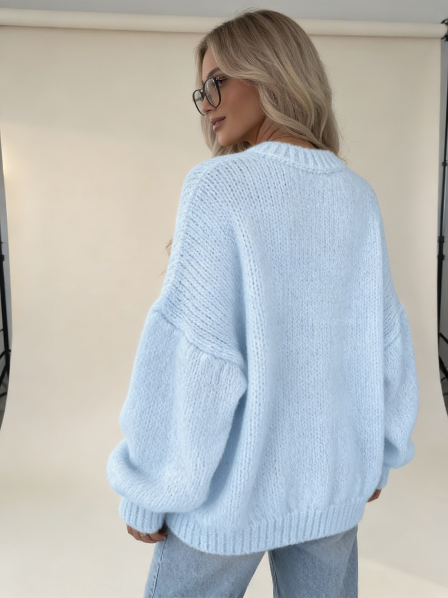 Camisola Tricot Oversized Manga Ampla
