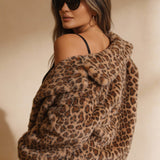 Casaco Peludo Leopard Chic Feminino