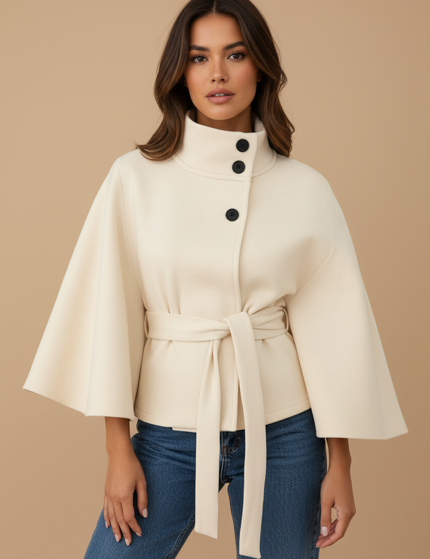 Blusa Elegante com Cinto e Manga Ampla