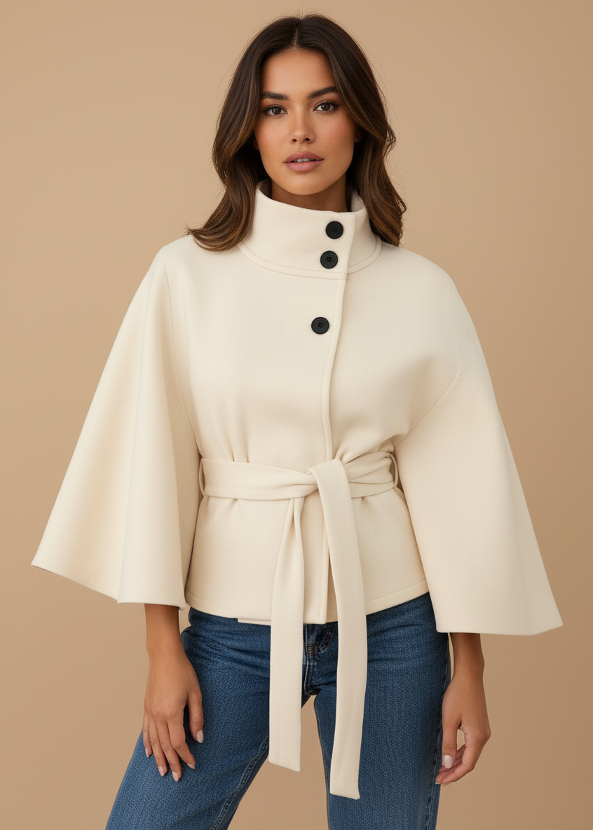 Blusa Elegante com Cinto e Manga Ampla