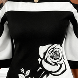 Vestido Elegante com Detalhe Floral, Design Moderno e Sofisticado