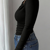 Blusa Cropped de Malha Texturizada com Decote Assimétrico