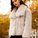 Casaco de Pelo Elegante e Macio com Gola Fofa – Perfeito para o Inverno