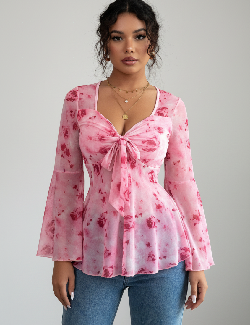 Blusa Feminina com Laço Frontal