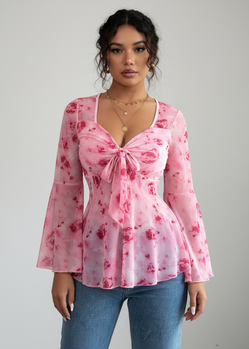 Blusa Feminina com Laço Frontal