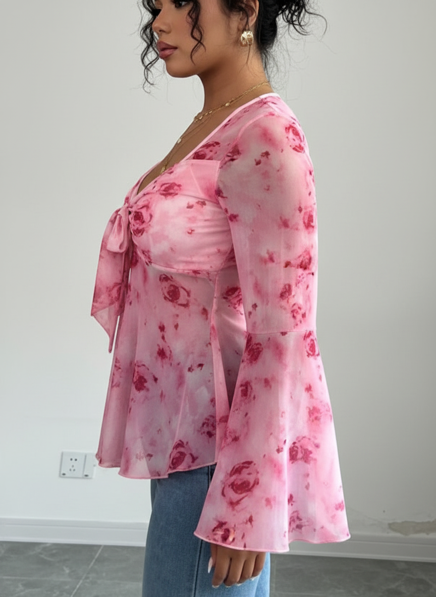 Blusa Feminina com Laço Frontal